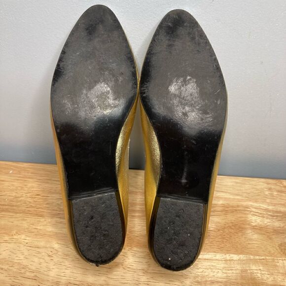 9 West Nine West Gold Metallic Vintage Loafers Rhinestone Pointed Toe Women’s 6 - Picture 3 of 12